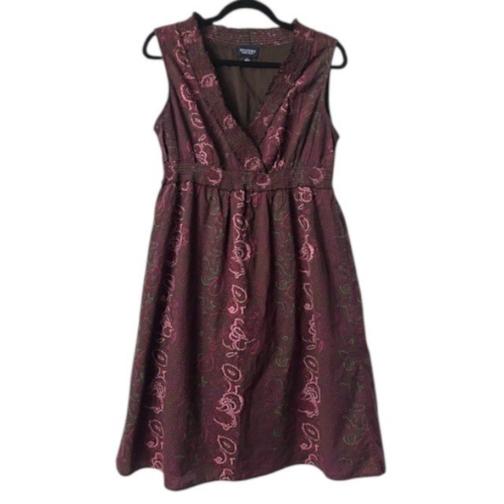 SONOMA Dress L Burgundy Paisley‎ Sleeveless Romantic Earthy Boho Cottagecore - Picture 3 of 16